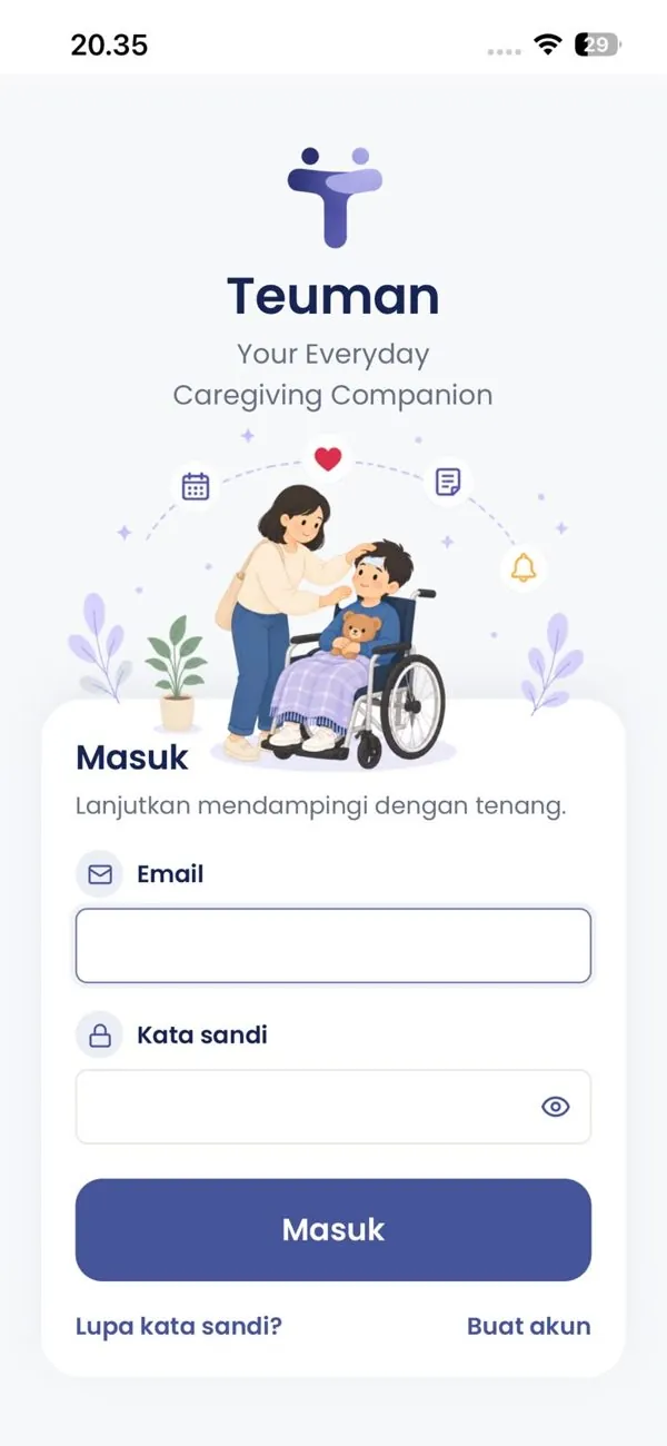 Tampilan aplikasi Teuman